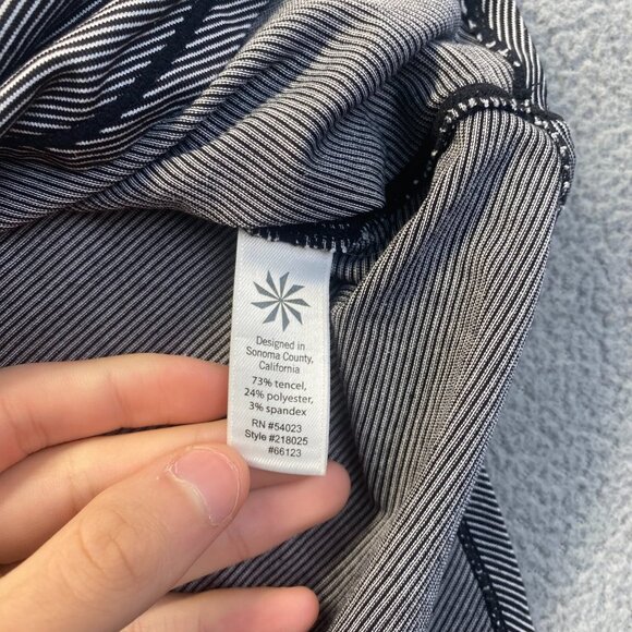 Athleta Womens Shanti Micro Stripe Tank Top Large S Tencel Black White Workout - Picture 8 of 9